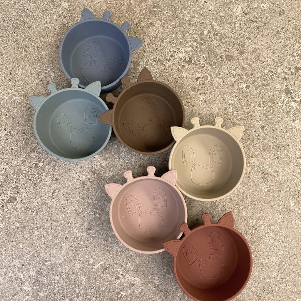 Nuuroo | Alex siliconen diep bord 2-pack Giraf | Blauw