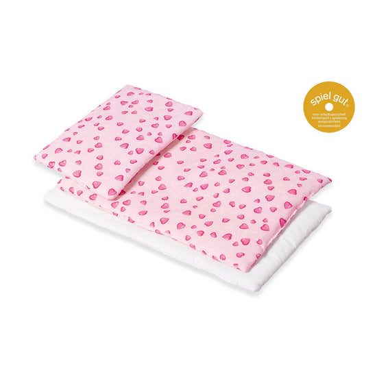 Beddengoedset voor poppenbedjes 'Herzchen', roze, 3 delig