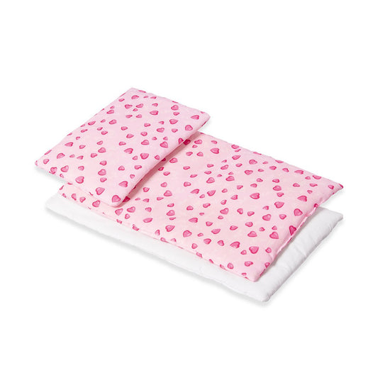 Beddengoedset voor poppenbedjes 'Herzchen', roze, 3 delig