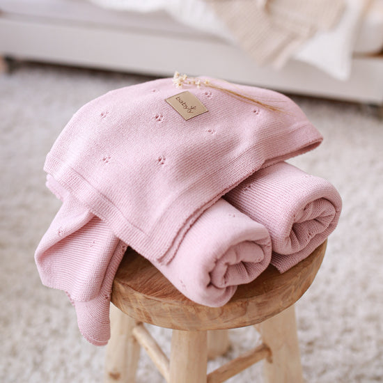 Babyly | Babydeken Merinowol Dusty Pink - Benni & Ninni