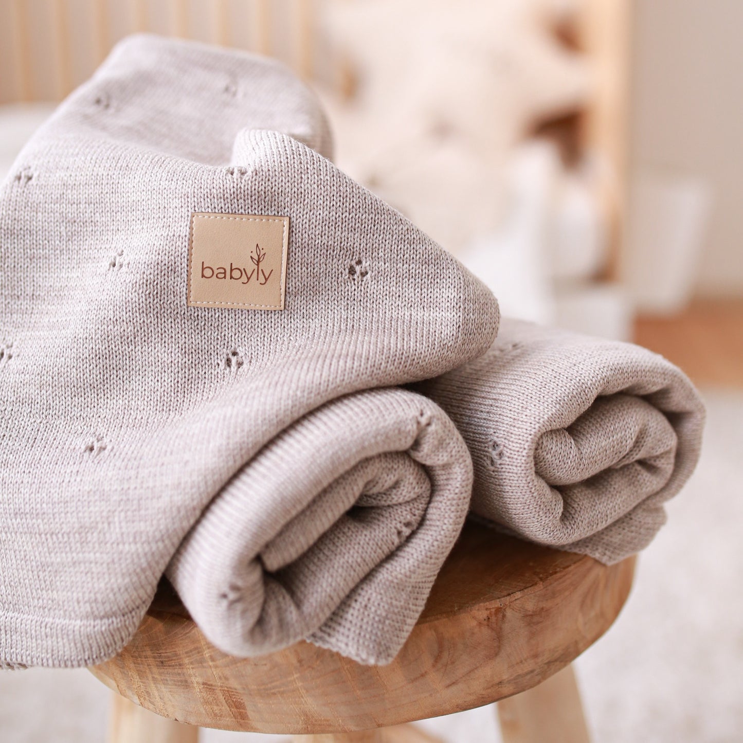 Babyly | Babydeken Merinowol Gemeleerd Beige - Benni & Ninni