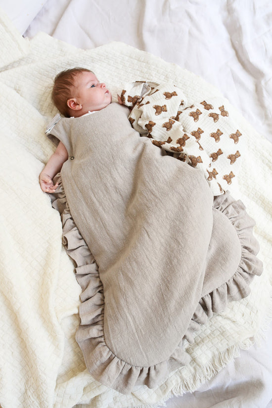 Babyly | Linnen Slaapzak Ruffels - Beige - Benni & Ninni