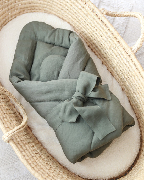 Babyly | Linnen Omslagdoek Forest Green - Benni & Ninni