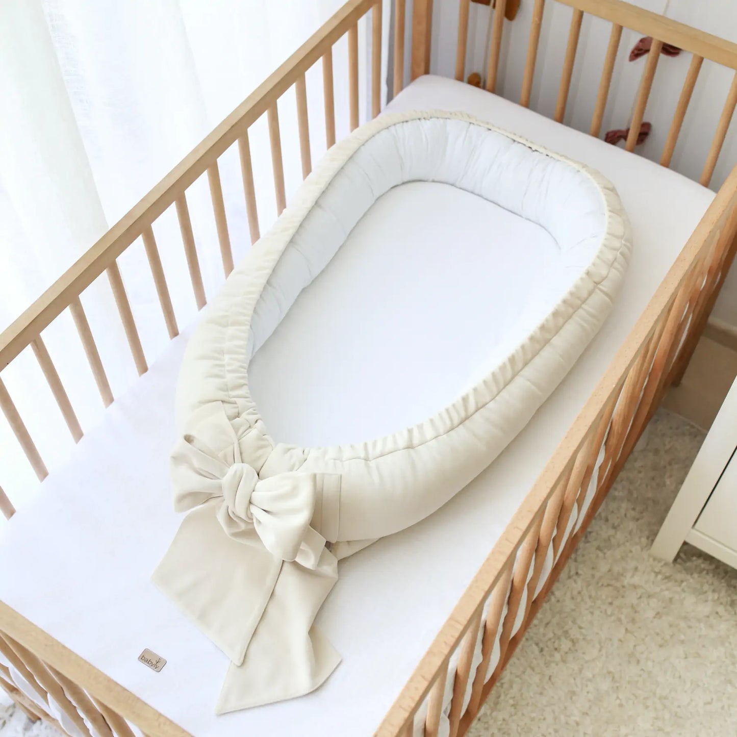 Babyly | Babynest Velvet/Katoen Light Gray