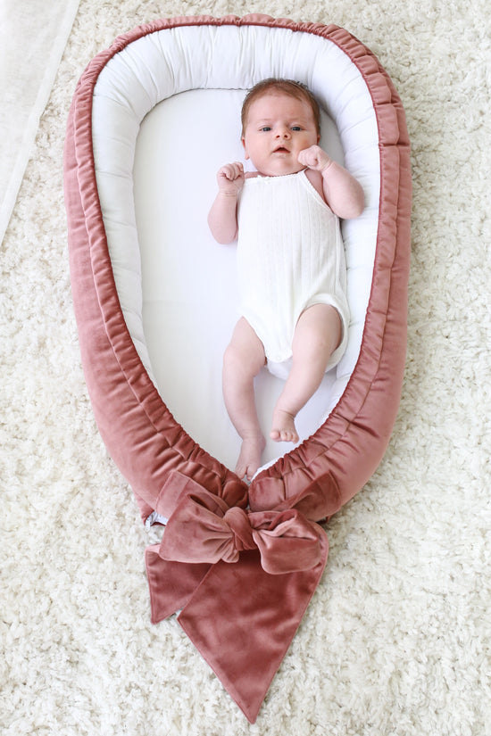 Babyly | Babynest Velvet/Katoen Dirty Pink