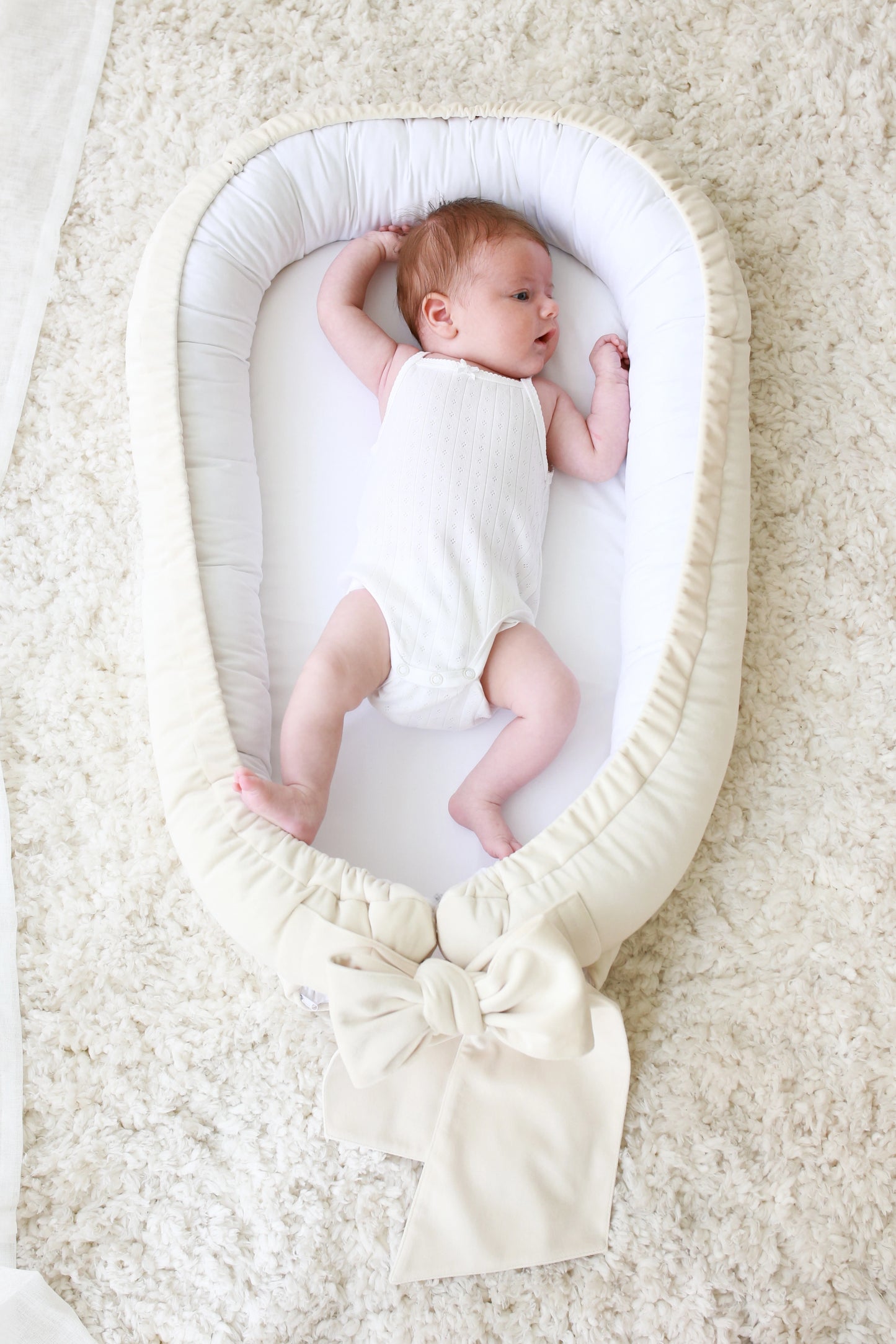 Babyly | Babynest Velvet/Katoen Cream Pearl