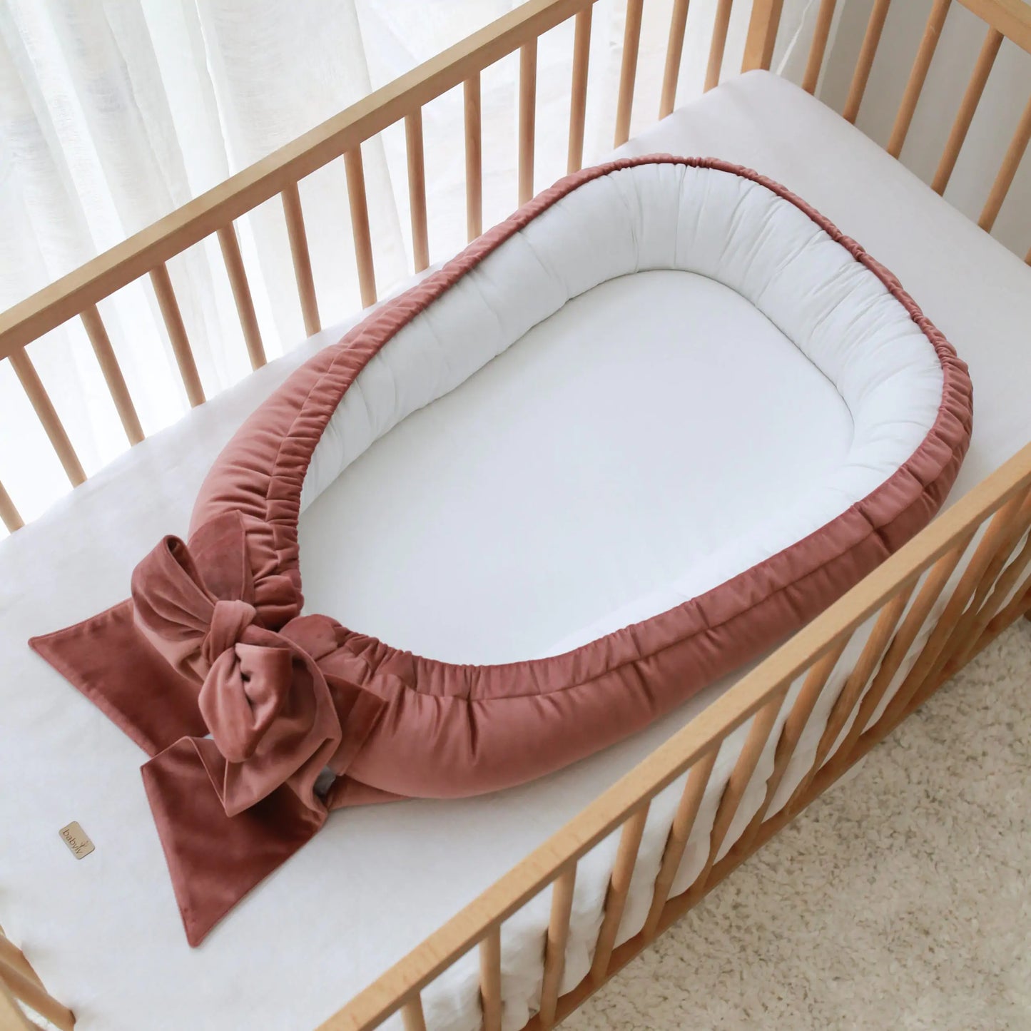 Babyly | Babynest Velvet/Katoen Dirty Pink