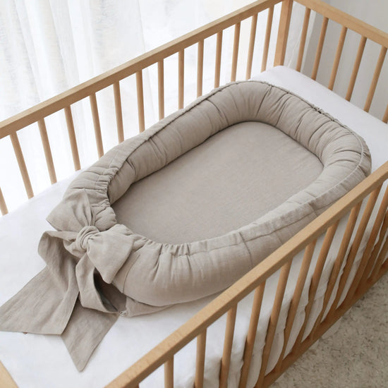 Babyly | Linnen Babynest Strik | Beige