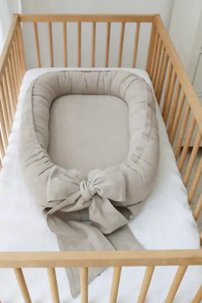 Babyly | Linnen Babynest Strik | Beige