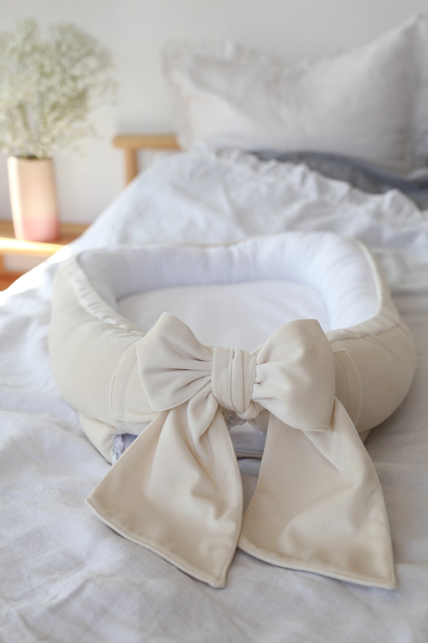 Babyly | Babynest Velvet/Katoen Cream Pearl