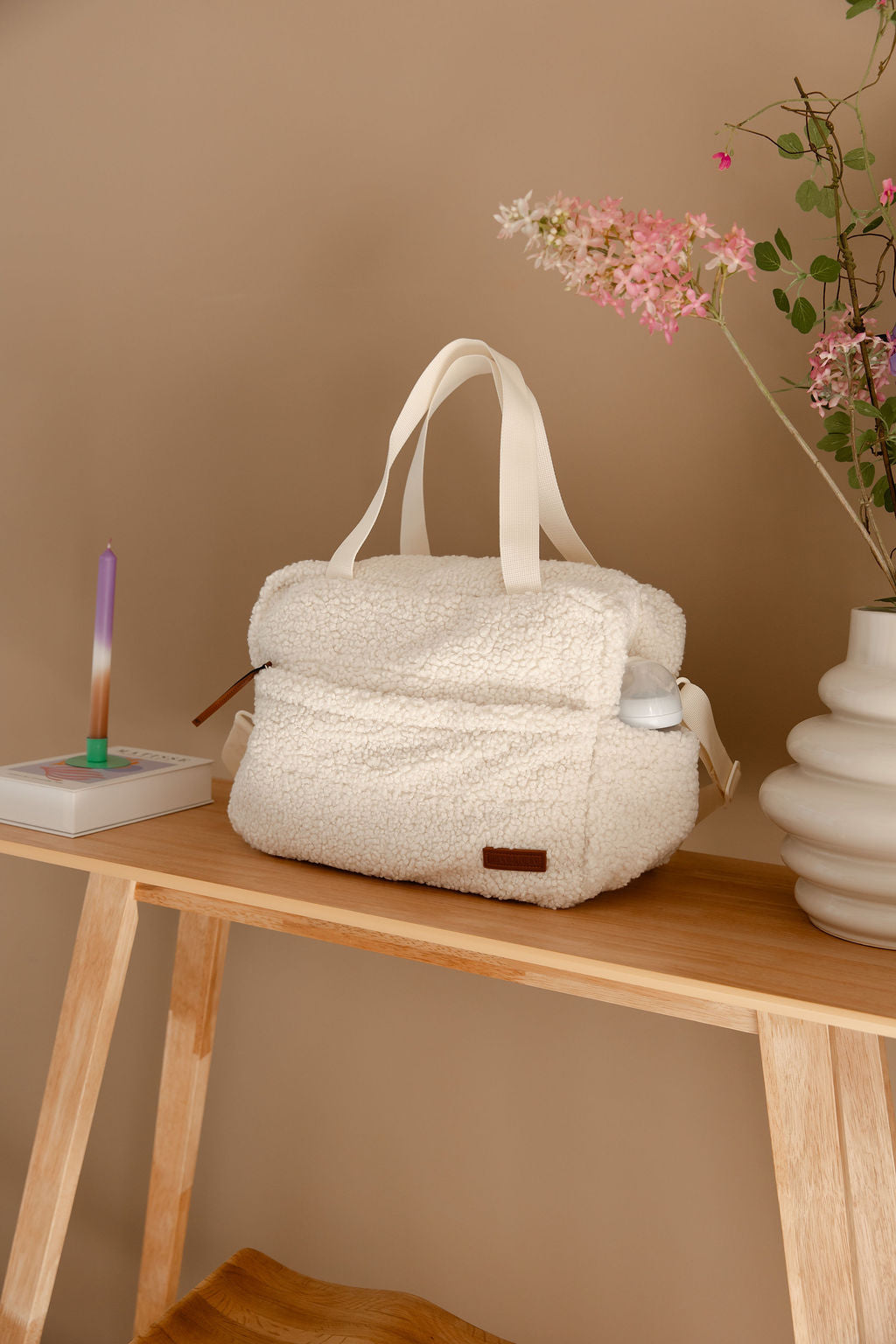 Teddy Luiertas Cream Met Buitenvak voor Fles Baby