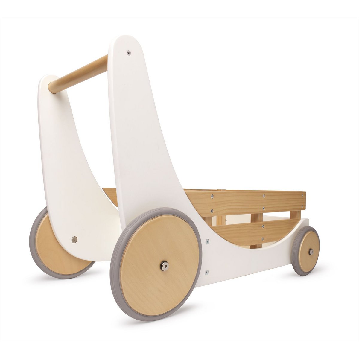 Kinderfeets 2-in-1 houten opbergkar & loopwagen - Wit