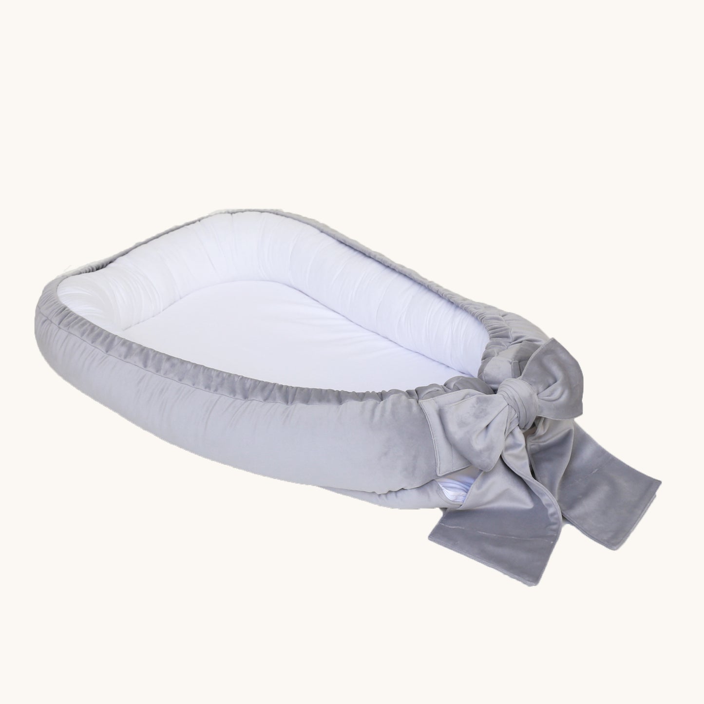 Babyly | Babynest Velvet/Katoen Light Gray