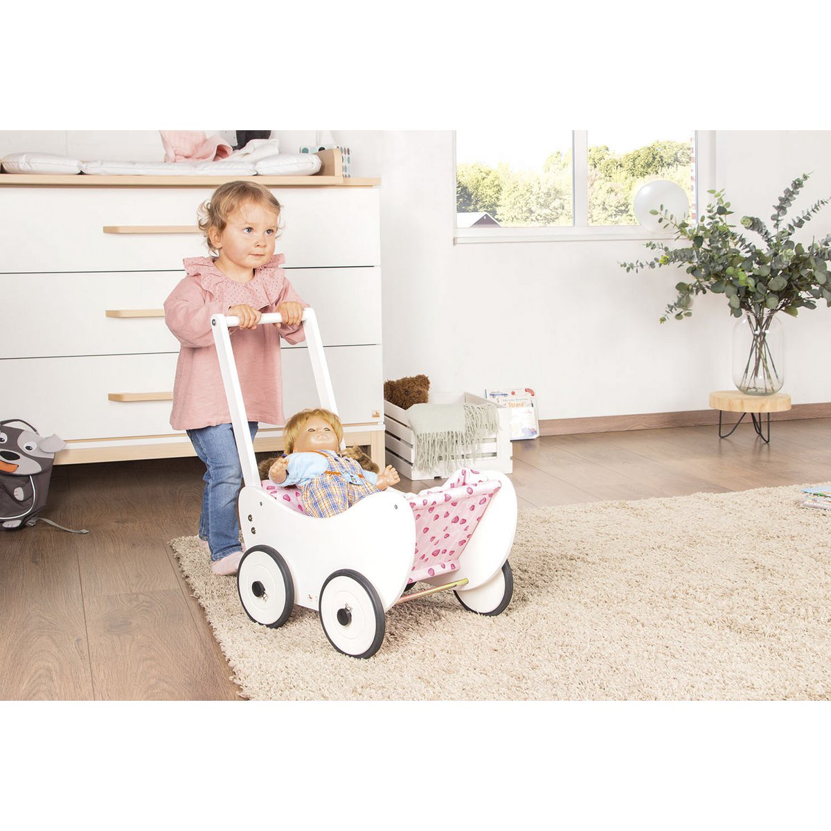 Pinolino | Poppenwagen Trixi Wit - Benni & Ninni